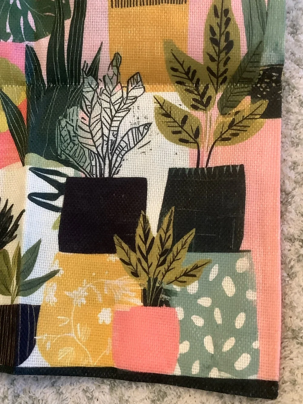 Tropical Potted Plants Canvas Tote Bag in Pink and Green NWT 13.50x15.75” - Picture 6 of 14